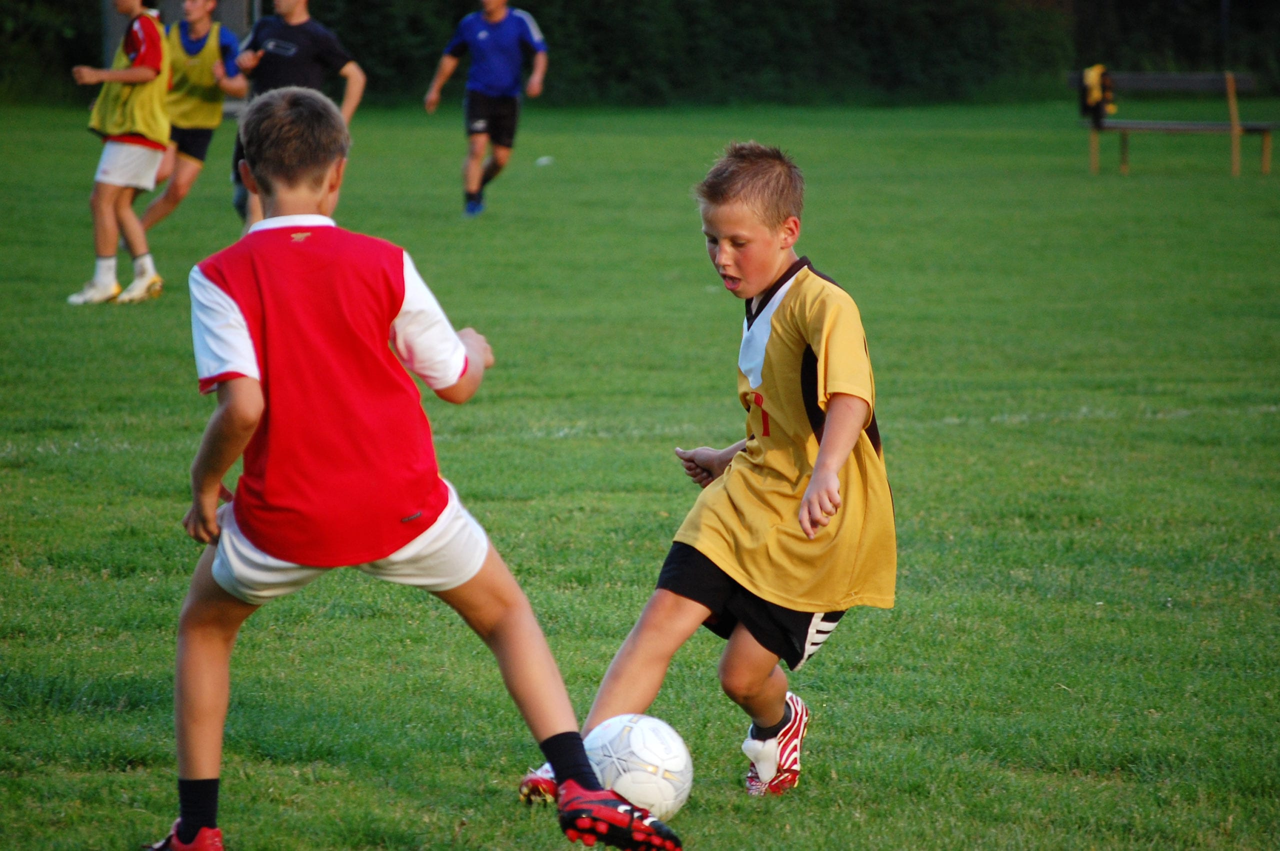 playing soccer